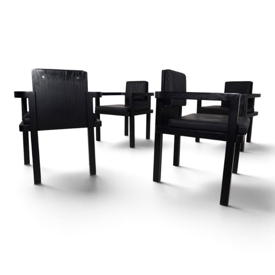 Set de 4 sillas de comedor/conferencia Tecta D51 de haya de Walter Gropius, 1923, Sillones, Madera, Cuero (foto 6 de 15)