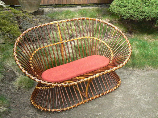 Raro sofá de dos plazas Vintage Rattan Rohé