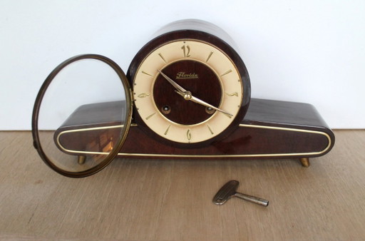 Orologio da camino MCM Anni '50-'60 "Florida" – Con Chiave – klokken, Wood (photo 2 of 14)