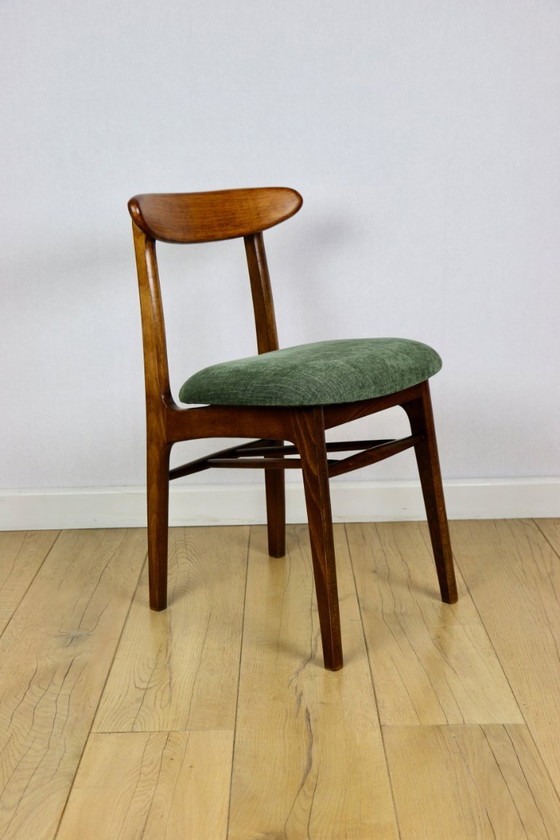 Image 1 of Vintage Hałas stoel groen - houten rugleuning