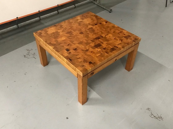 Image 1 of Solid elm coffee table in patterned top Netherlands 1970s