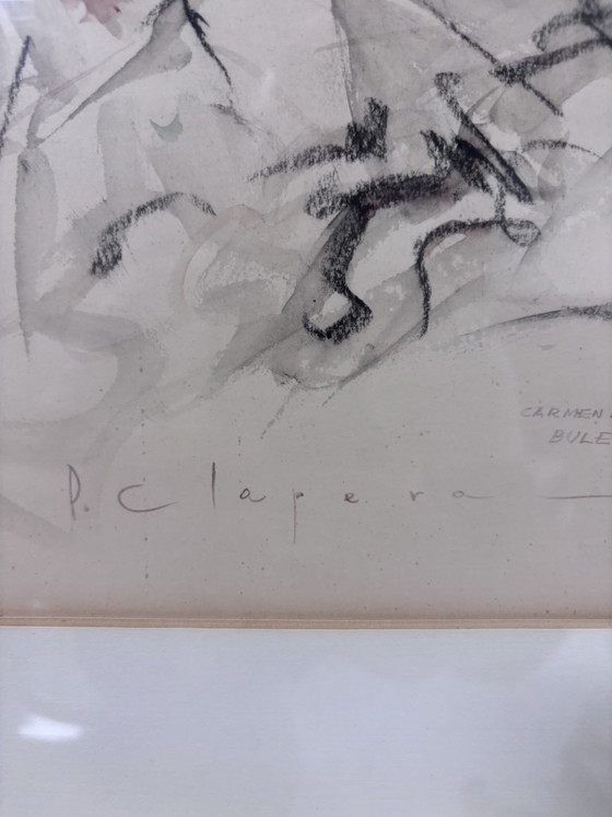 Beautiful Vintage Artwork Pere Clapera Carmen Amaya (Bulerías) Incl. Gallery Frame – Paintings & Drawings (photo 5 of 14)