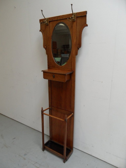 Art Deco staande kapstok met spiegel