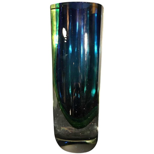 Vase en verre Murano Sommerso bleu et vert par Flavio Poli pour Murano, années 1960