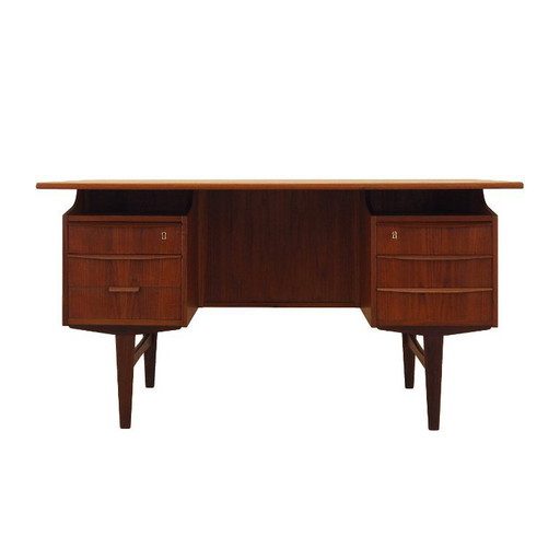 Teakhouten bureau, Deens design, jaren 70, productie: Denemarken
