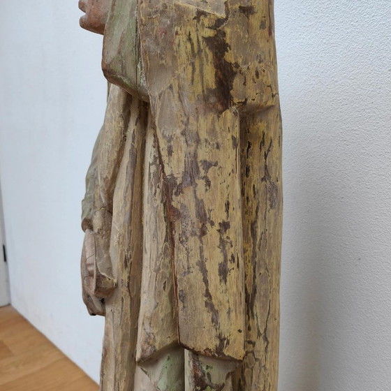 Image 1 of Life-size handmade antique wooden religious statue, saint statue, image