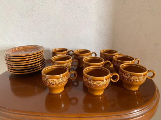 Vintage Pagnossin Treviso Tea & Coffee Service 21 Pieces, 1970s – Caramel Brown Earthenware – servies (photo 2 of 11)
