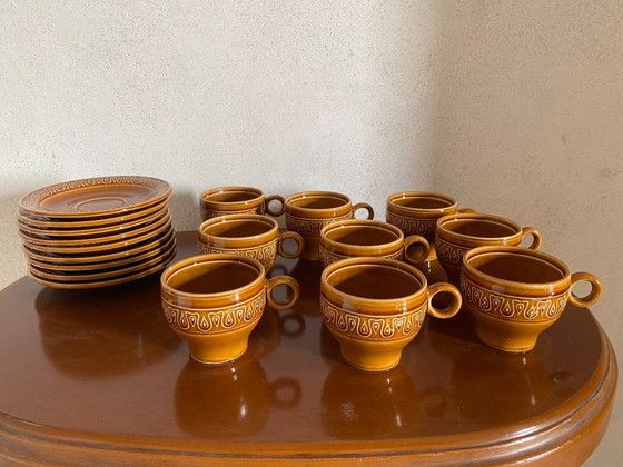 Vintage Pagnossin Treviso Tea & Coffee Service 21 Pieces, 1970s – Caramel Brown Earthenware – Crockery (photo 2 of 11)