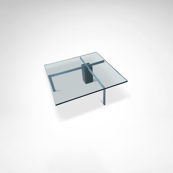 Image 1 of Table basse KW1 en verre, métal et granit, conçue par Hank Kwint pour Metaform dans les années 1980.