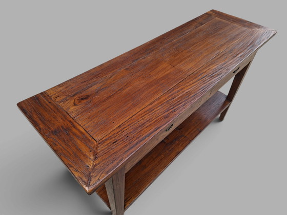 Tavolino classico, consolle da parete, dimensioni: 140x45cm e 78cm di altezza. – Console, Metal, Wood (photo 4 of 5)
