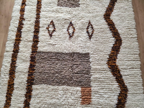Image 1 of Handgemaakt Marokkaans wollen tapijt 2,5 x 1,5 m: Berber geometrisch ontwerp