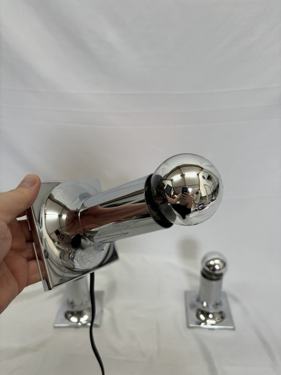 Set of 3 Vintage "Tube" Lamps Rolf Krüger Staff Leuchten – Wall lights, Chrome (photo 6 of 8)