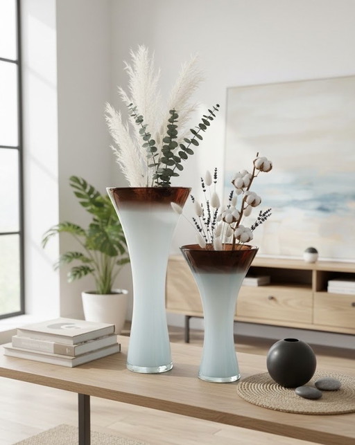 Elegant Gradient Murano-Style Glass Vase Set (Pair)