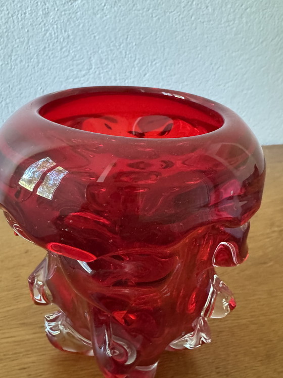 Image 1 of Red Murano Glass Vase 70's