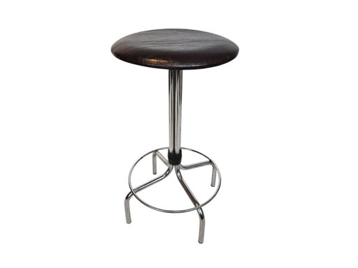 Vintage - Metà secolo - Brabantia - sgabello - cromato - similpelle - terza metà del XX secolo