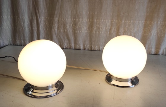 Image 1 of Lampada da soffitto o da parete Art Déco con globo opalino, diametro 15 cm - metà del XX secolo