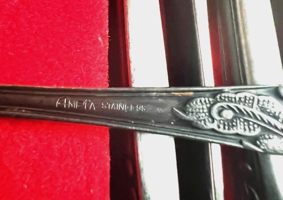 Image 1 of Amefa vintage roestvrijstalen 24-delig dessertbord