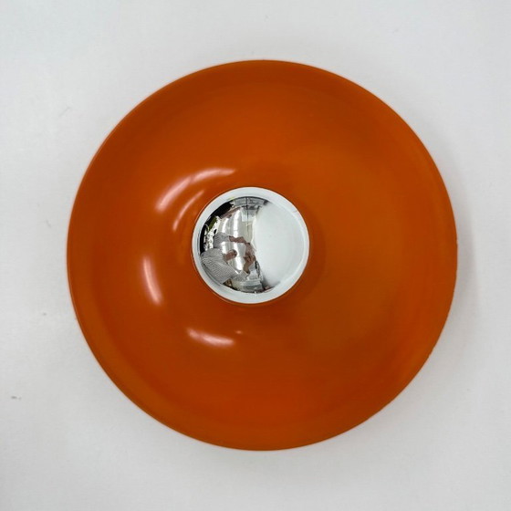 Image 1 of Mid-century design honsel oranje space age schijflamp , jaren 1970 toegeschreven aan Charlotte Perriand voor les arcs
