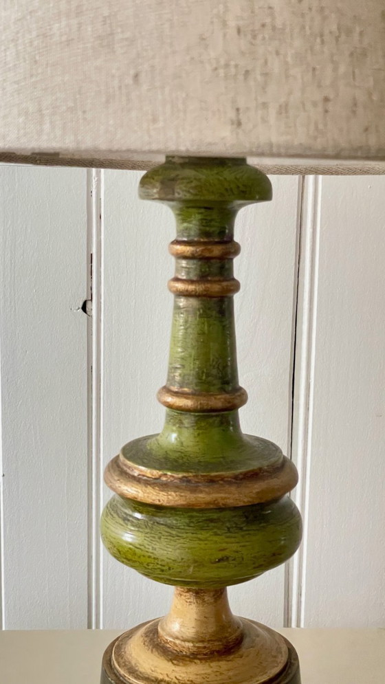 Image 1 of Vintage lamp van gedraaid hout