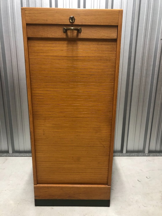 Image 1 of Vintage filing cabinet with roller shutter, 1950s