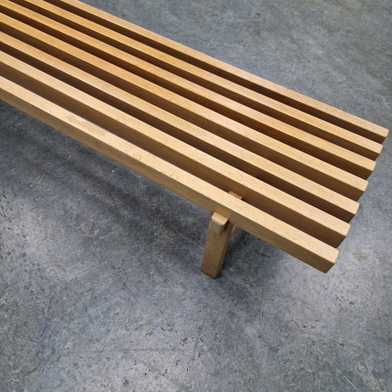Image 1 of Banc à lattes en teck design des années 70