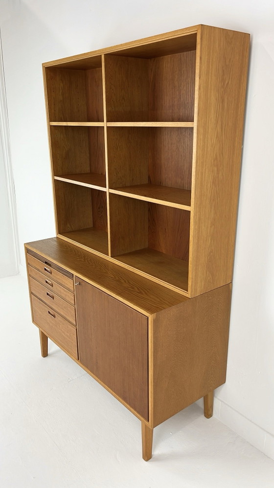 Swedish Vintage Teak Veneer Bookcase – Storage cabinet, Wood, Mid Century Modern (photo 14 of 15)