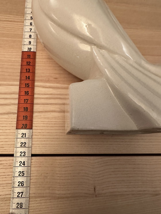 Image 1 of Art Deco craquele beeld duif Jacques Adnet