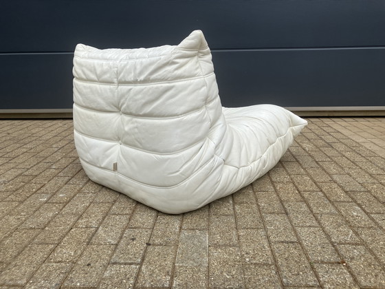 Image 1 of 100% autentico Ligne Roset Togo 1 posto, pelle bianco sporco '87