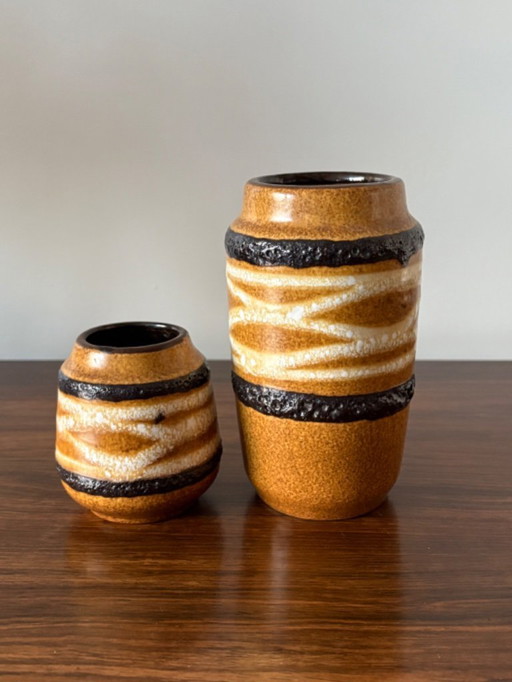 Coppia di piccoli vasi vintage della Scheurich tedesca degli anni '70