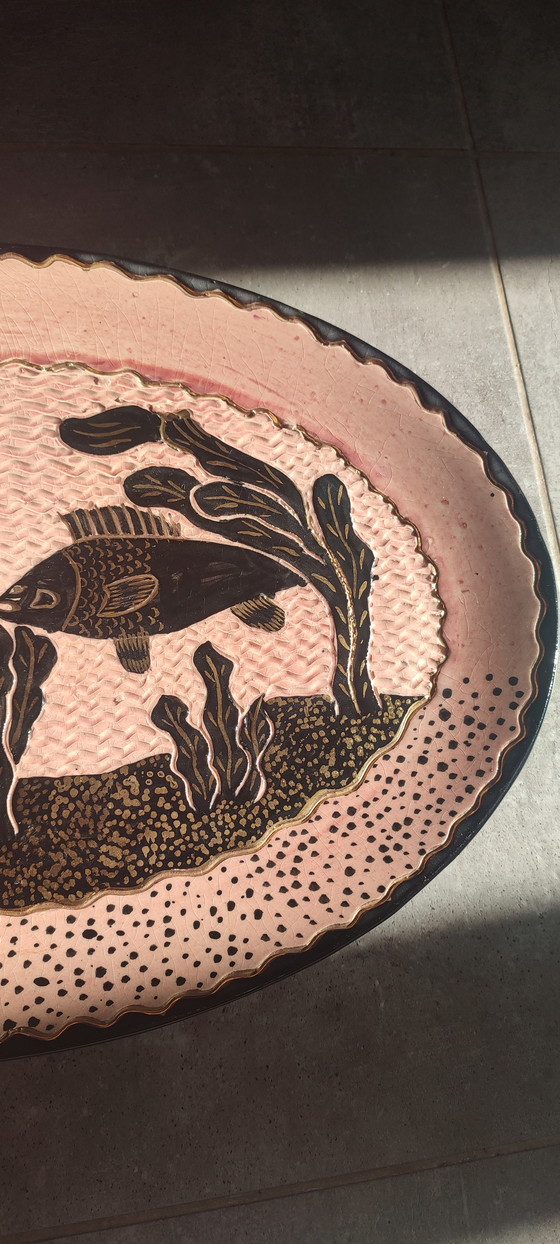 Image 1 of Grote geglazuurde aardewerken schaal, gesigneerd door Tony Jaillet, jaren 1950-1960.