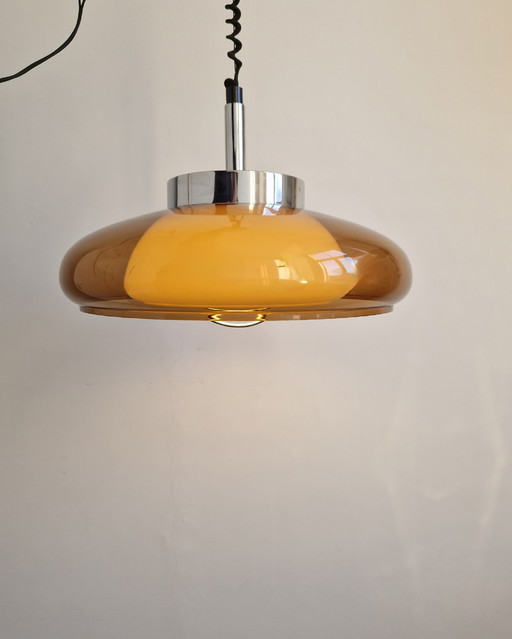 Vintage XL hanging lamp mushroom chrome Dijkstra design
