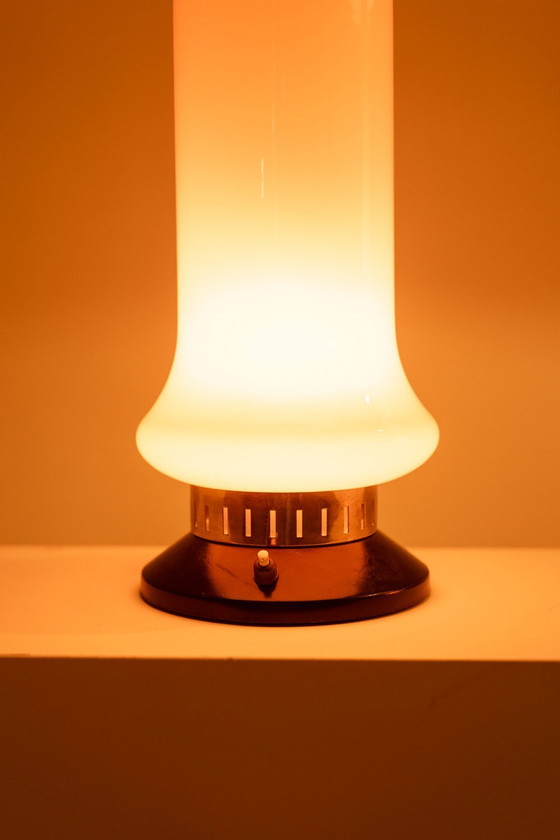 Image 1 of Paar oranje glazen lampen, 1970