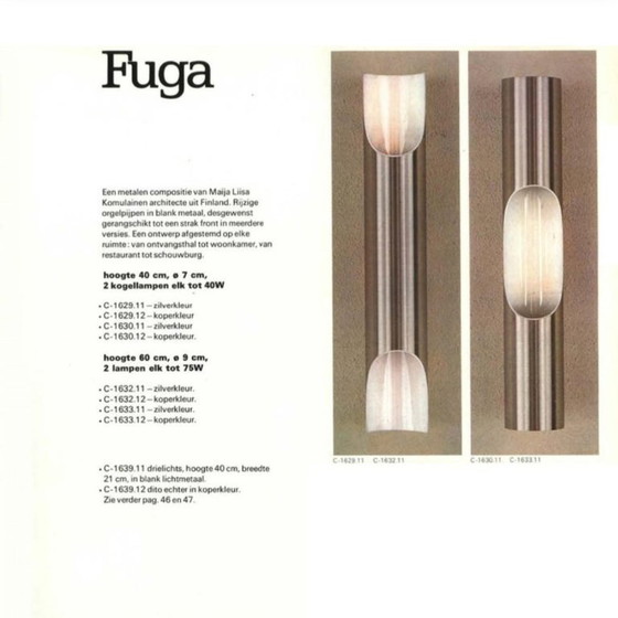 Image 1 of Fuga Wall Sconce by Maija Liisa Komulainen for Raak, Netherlands, 1970s