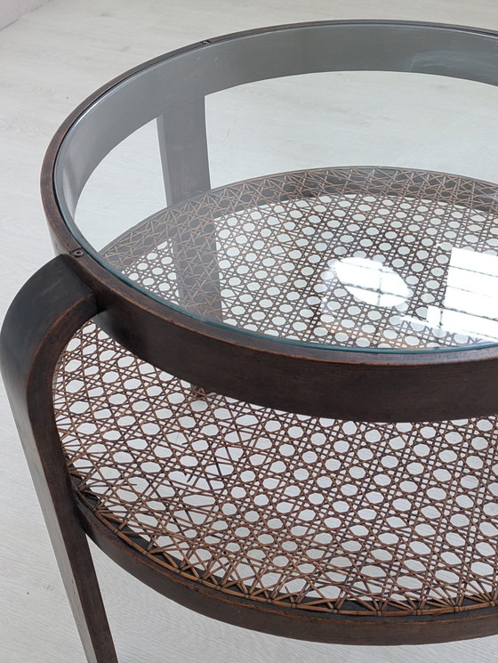 Image 1 of Gustavo Pulitzer Finali - Coffee Table - Wood, Glass, Vienna Straw