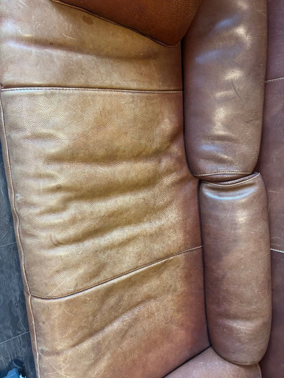 Image 1 of 2 X Baxter Alfred 3.5 zits Buffel lederen banken met rollen en kussens