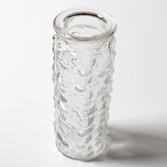 Image 1 of Vintage Stylish Pressed Glass Bubble Vase Designed by Vladislav Urban / 1967