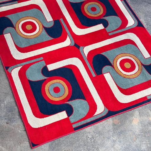 Tapis vintage hongrois "Fáraó" par Ferenc Fekete, LATEX Szombathely, 1974
