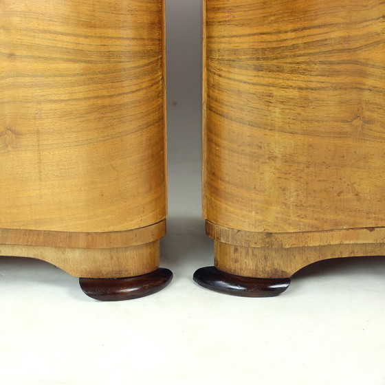 Art Deco Bedside Tables by Jindřich Halabala for UP Závody, 1930s, Nightstands, Wood, Brown (photo 8 of 17)