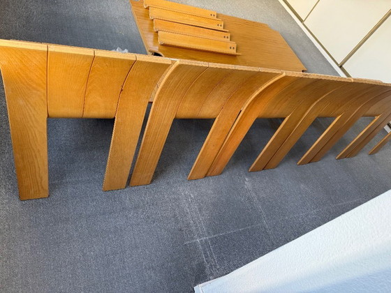 Image 1 of 6 x stripstoelen en tafel van Gijs Bakker