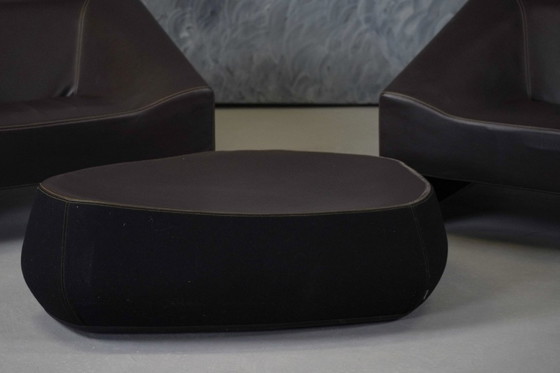 Image 1 of Ensemble en cuir Malmo et pouf Fjord de Patricia Urquiola pour Moroso, Italie, années 2000