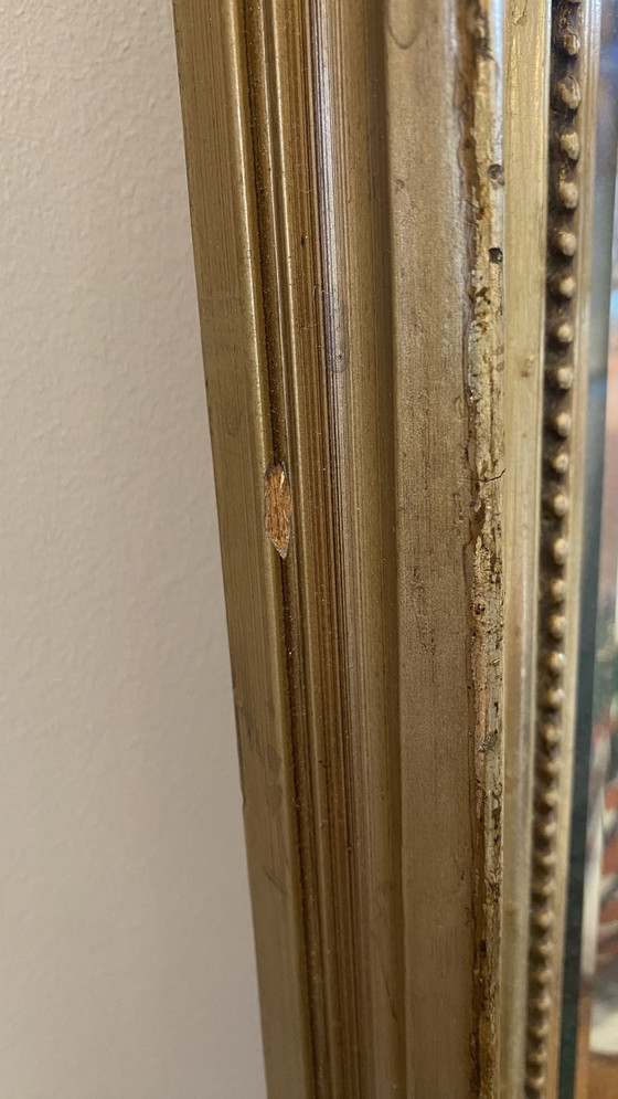 Image 1 of Miroir ancien avec cadre en bois massif doré