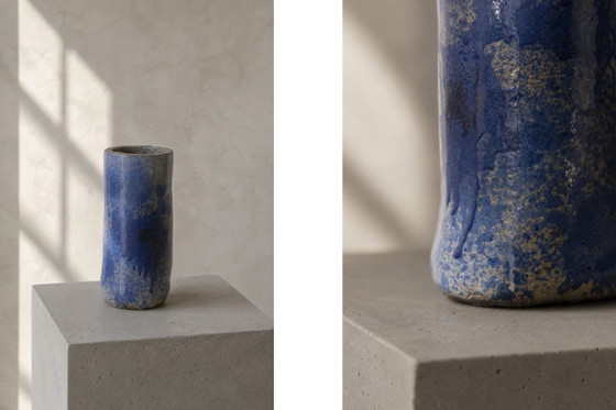 Image 1 of Vintage Natural Scandinavian Modern Blue Clay Ceramic Vase, 1960s