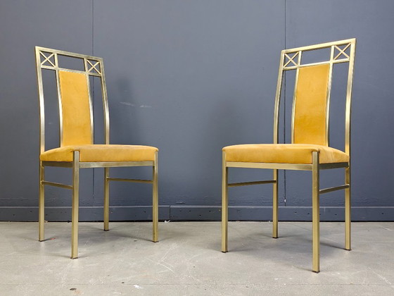 Image 1 of Sedie da pranzo vintage in ottone di Belgochrom, anni '70