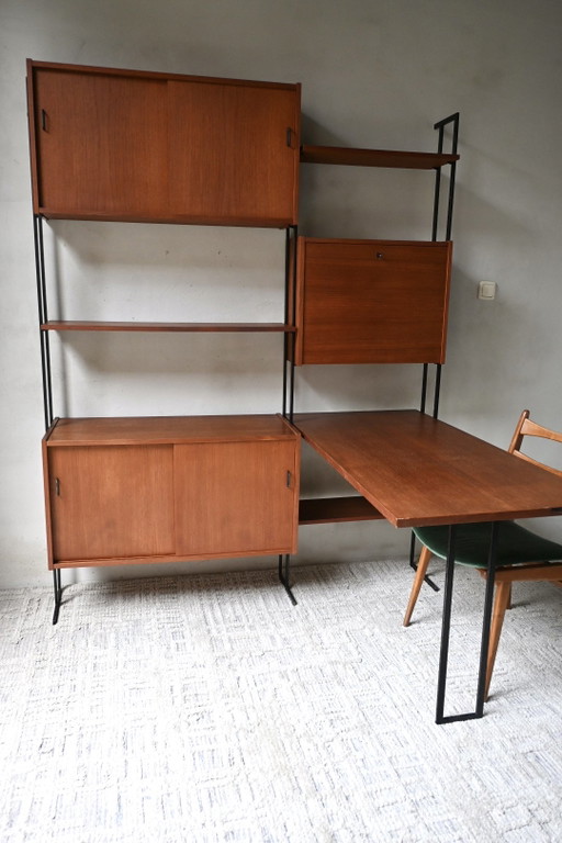 Wandsysteem Modulair Van Omnia Hilker Jaren 60 Vintage – wandkast, Wood, Metal