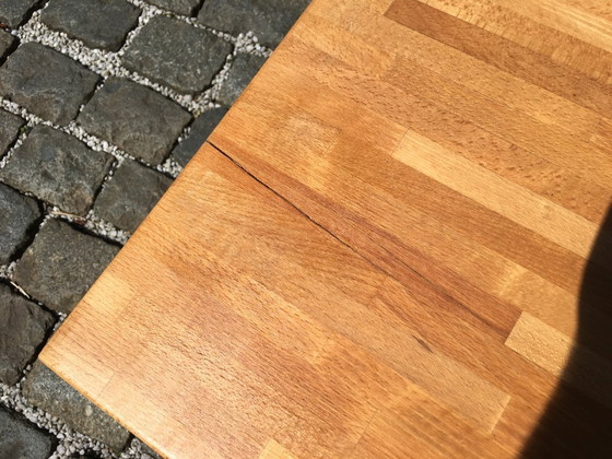 Image 1 of Tavolino da caffè in acciaio inox con piano in legno di faggio