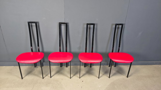 Image 1 of Vintage postmoderne eetkamerstoelen van Cattelan Italila