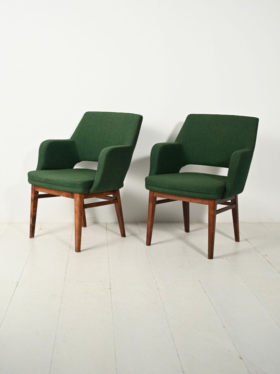 Image 1 of Pair of Green Oslosund armchairs by Kinnarps, 1950s