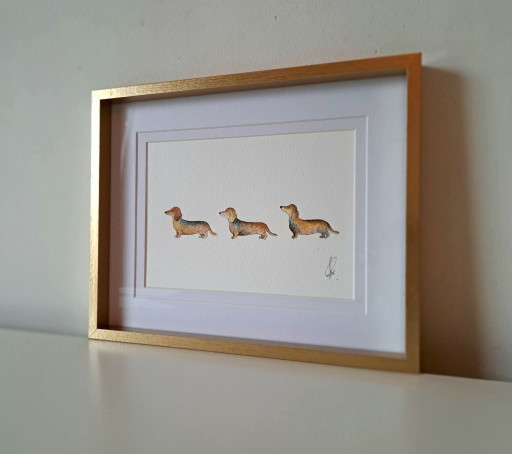 Original Aquarell Teckel | Mit Rahmen