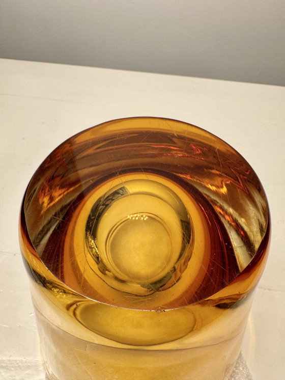 Image 1 of Golden Amber Murano Sommerso Tray / Vase