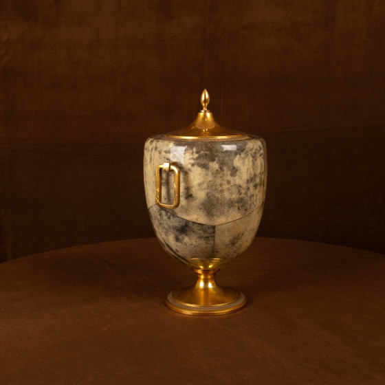 Macabo Grijs Perkament & Messing Thermos Glacette, Cusano Milanino, Italië 1950 – Serveerwagens, Wood, Glass (photo 6 of 17)
